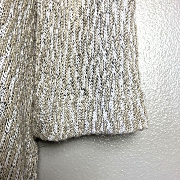 Chelsea & Theodore Sweater Womens S Lightweight Sheer Hi-Lo Flowy Hem Tan Cream - Picture 6 of 9